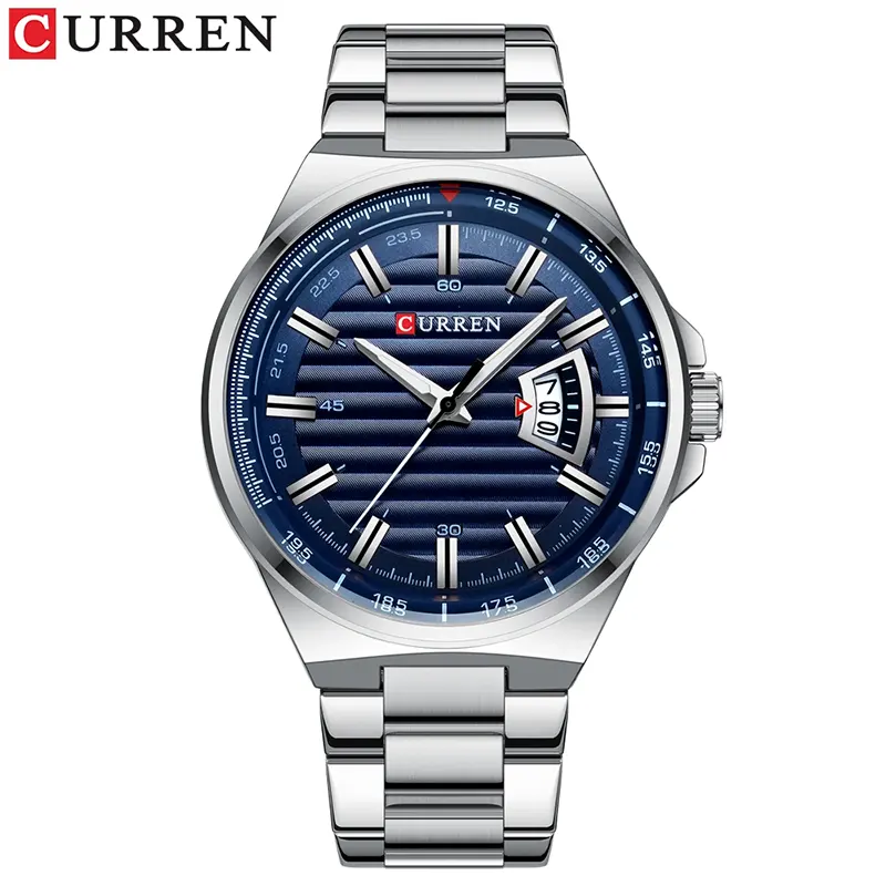 Curren Blue Dial Silver-tone Stainless Steel Men's Watch | 8375
